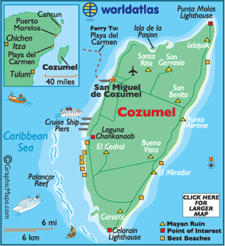 Map of Casumel Mexico