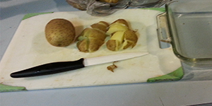 cutting potatoes